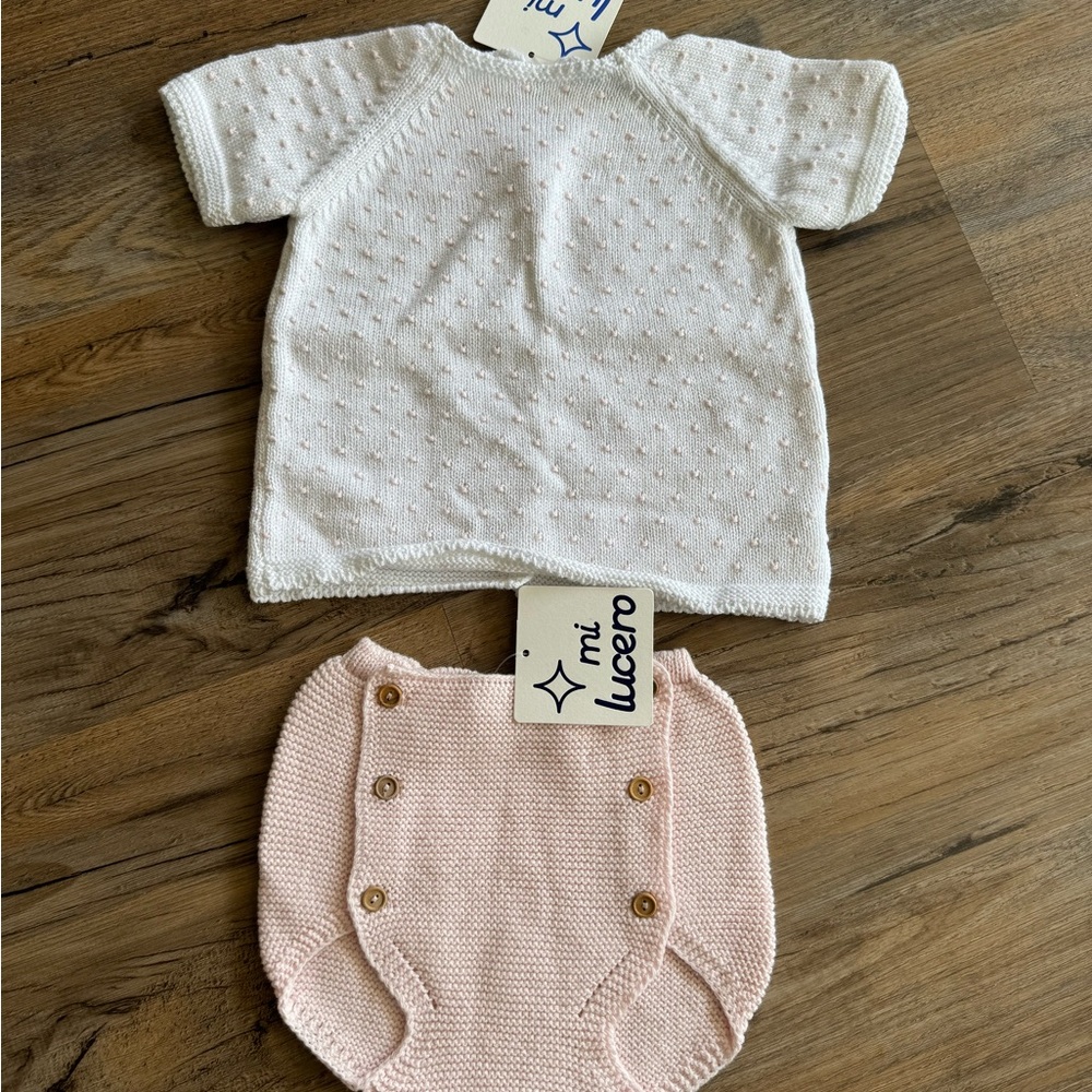 Mi Lucero Knit Dot Sweater and Diaper Cover NWT